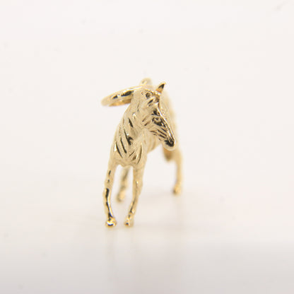Vintage 9ct Gold Zebra Pendant Yellow Gold Animal Charm Striped Horse Gift
