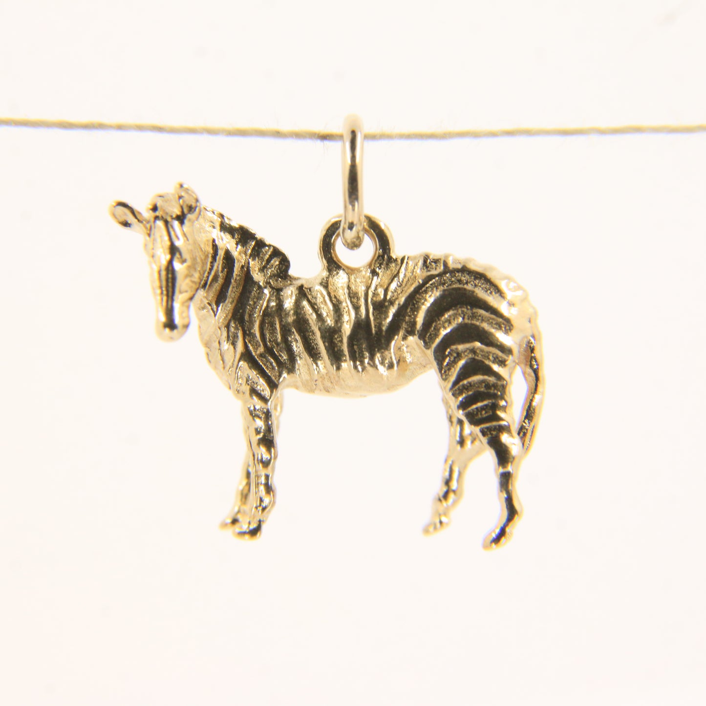 Vintage 9ct Gold Zebra Pendant Yellow Gold Animal Charm Striped Horse Gift