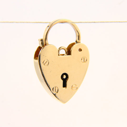 Vintage 9ct Heart Lock Gold Charm Padlock Closer Pendant Hallmarked Gifts Crafts