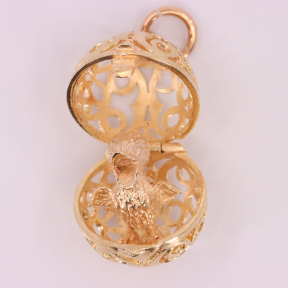 Vintage 9ct Hallmarked Gold Opening Egg Chick Pendant Animal Charm Easter Gift
