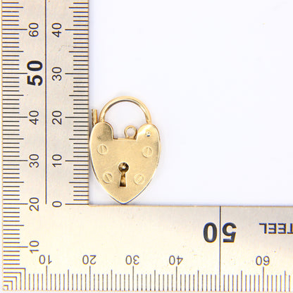 Vintage 9ct Heart Lock Gold Charm Padlock Closer Pendant Hallmarked Gifts Crafts