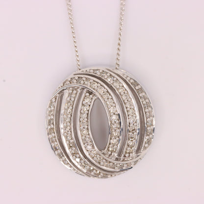 Vintage 18ct White Gold ILIANA 0.50ct Diamond 18 Inch Pendant Necklace Boxed