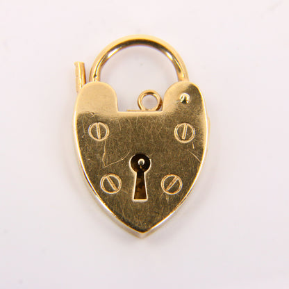 Vintage 9ct Heart Lock Gold Charm Padlock Closer Pendant Hallmarked Gifts Crafts