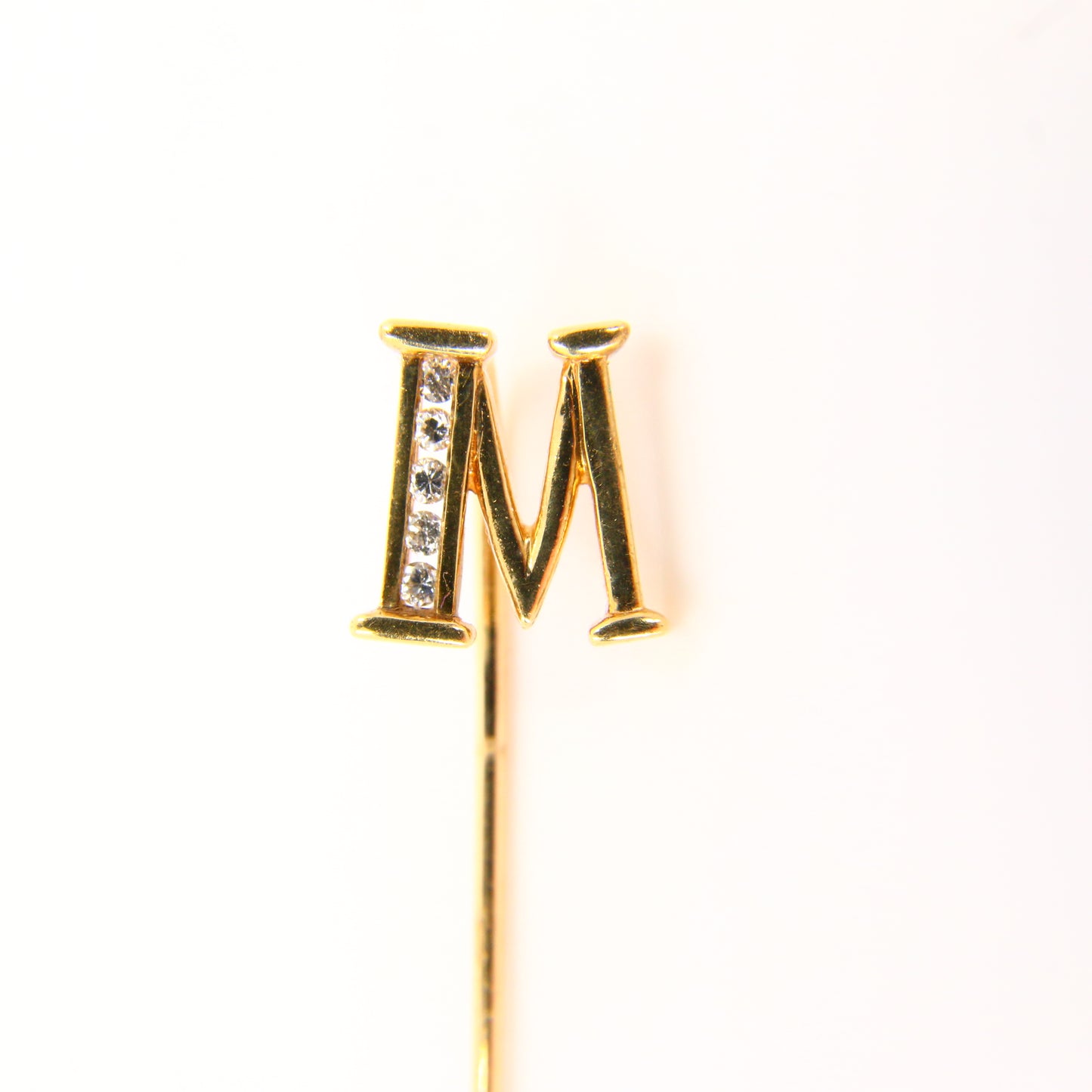 Vintage 9ct Diamond "Mum" M Pin Brooch 1975 Hallmarked Yellow Gold Boxed