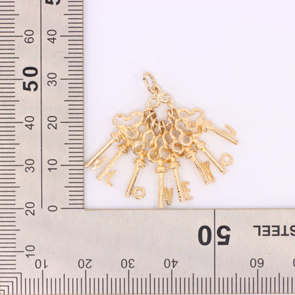 Vintage 9ct Hallmarked Gold I Love You Keys Charm Moving Keys Pendant Gift