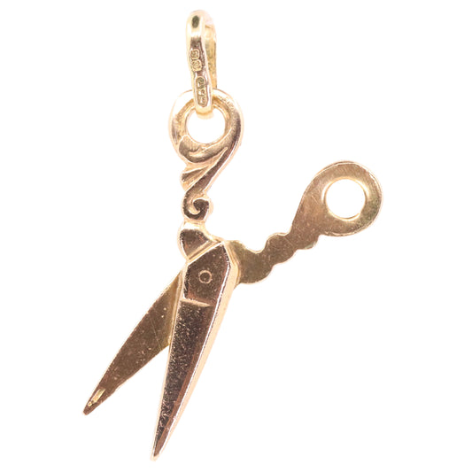 Vintage 9ct Hallmarked Gold Scissors Charm Pendant Sewing Hobby Craft Gift