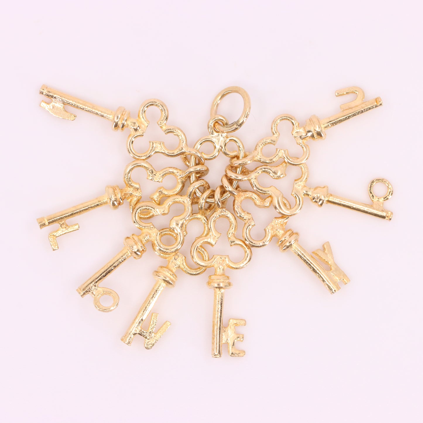 Vintage 9ct Hallmarked Gold I Love You Keys Charm Moving Keys Pendant Gift