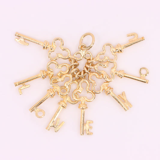 Vintage 9ct Hallmarked Gold I Love You Keys Charm Moving Keys Pendant Gift