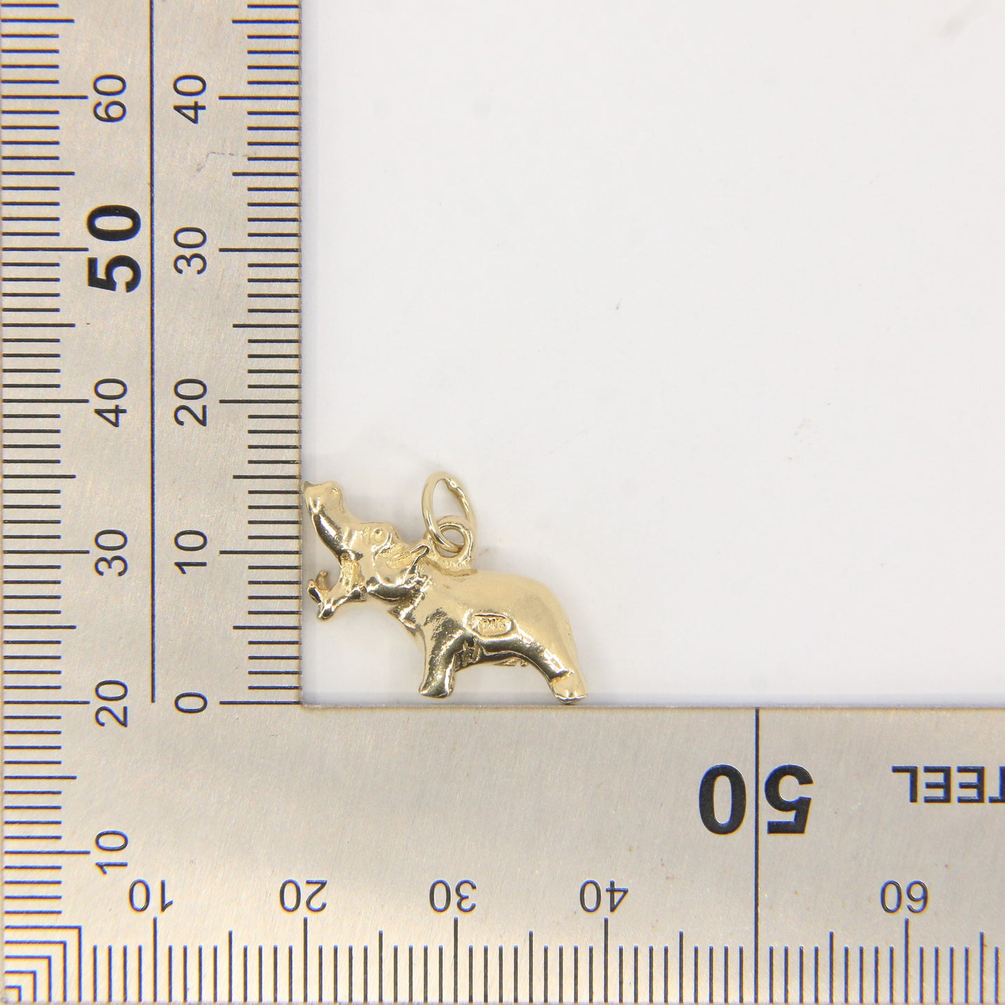 Vintage 9ct Gold Hippo Pendant Yellow Gold Animal Charm Detailed Hippopotamus