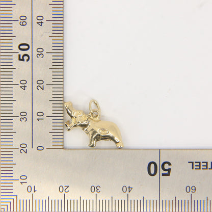 Vintage 9ct Gold Hippo Pendant Yellow Gold Animal Charm Detailed Hippopotamus