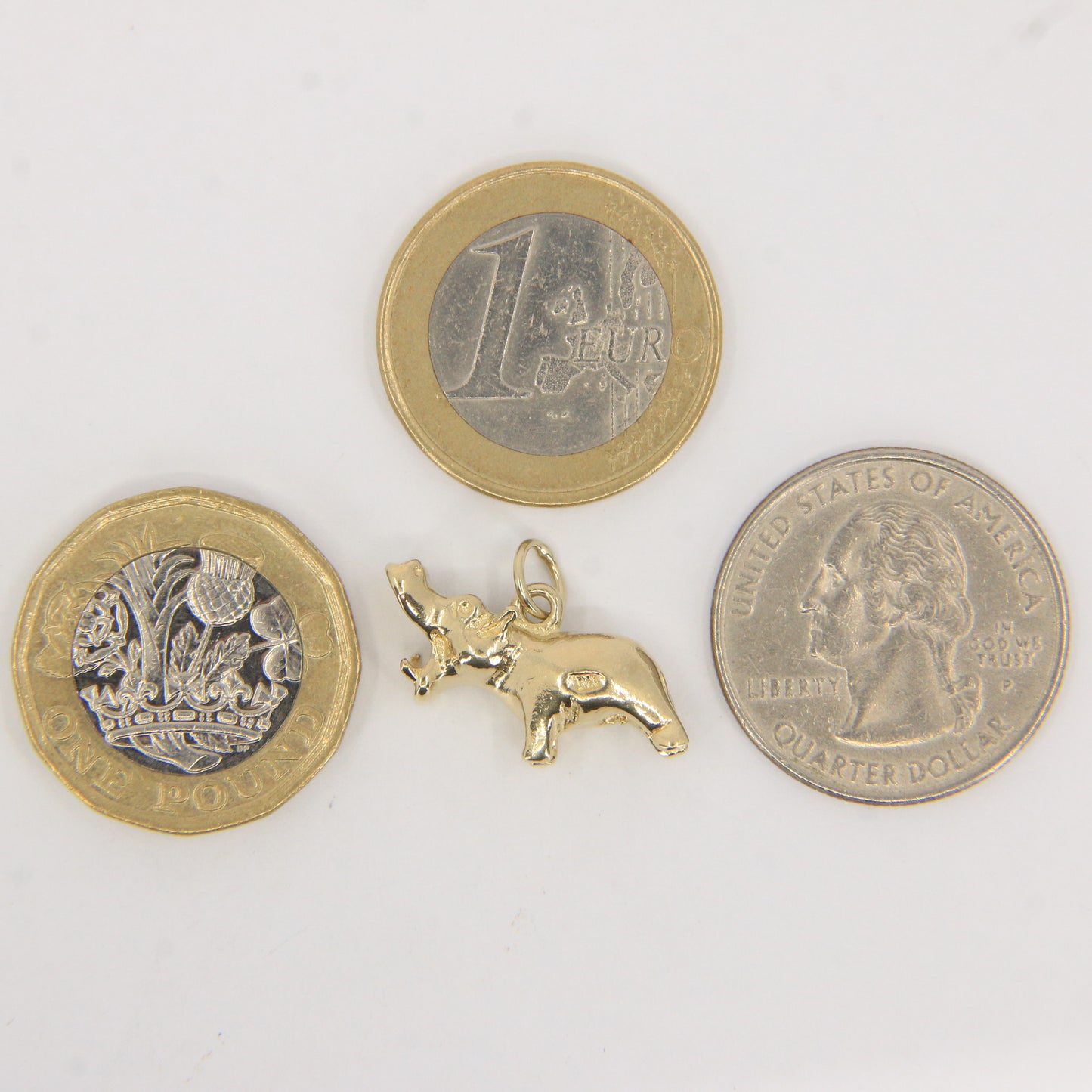 Vintage 9ct Gold Hippo Pendant Yellow Gold Animal Charm Detailed Hippopotamus