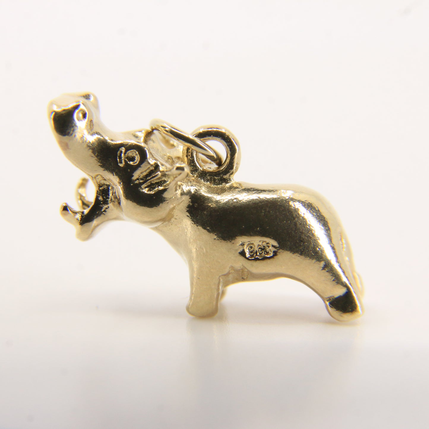 Vintage 9ct Gold Hippo Pendant Yellow Gold Animal Charm Detailed Hippopotamus