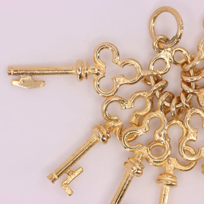 Vintage 9ct Hallmarked Gold I Love You Keys Charm Moving Keys Pendant Gift