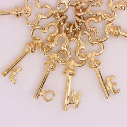 Vintage 9ct Hallmarked Gold I Love You Keys Charm Moving Keys Pendant Gift