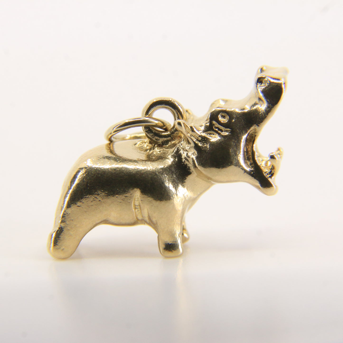 Vintage 9ct Gold Hippo Pendant Yellow Gold Animal Charm Detailed Hippopotamus