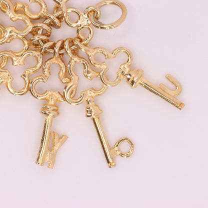 Vintage 9ct Hallmarked Gold I Love You Keys Charm Moving Keys Pendant Gift
