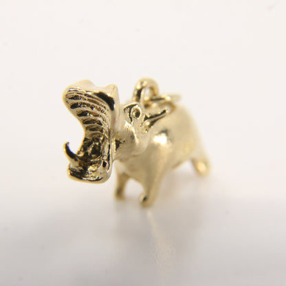 Vintage 9ct Gold Hippo Pendant Yellow Gold Animal Charm Detailed Hippopotamus