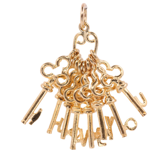 Vintage 9ct Hallmarked Gold I Love You Keys Charm Moving Keys Pendant Gift