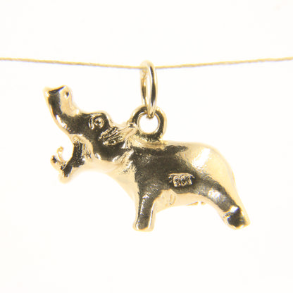 Vintage 9ct Gold Hippo Pendant Yellow Gold Animal Charm Detailed Hippopotamus