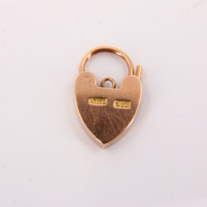 Vintage 9ct Heart Lock Gold Charm Padlock Closer Pendant Solid Gold Gifts Crafts