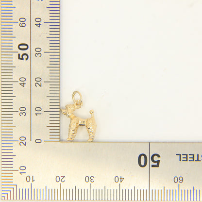 Vintage 9ct Hallmarked Gold Poodle Dog Pendant Charm Textured Animal Gift