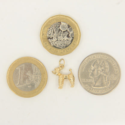 Vintage 9ct Hallmarked Gold Poodle Dog Pendant Charm Textured Animal Gift