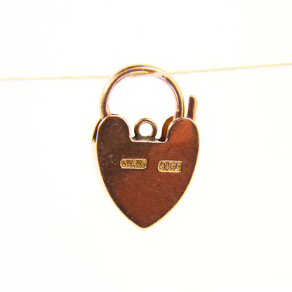 Vintage 9ct Heart Lock Gold Charm Padlock Closer Pendant Solid Gold Gifts Crafts