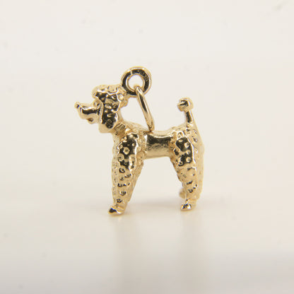 Vintage 9ct Hallmarked Gold Poodle Dog Pendant Charm Textured Animal Gift