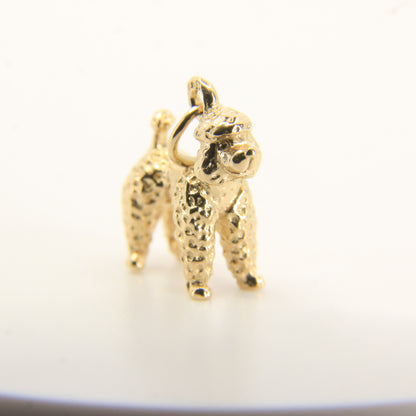 Vintage 9ct Hallmarked Gold Poodle Dog Pendant Charm Textured Animal Gift