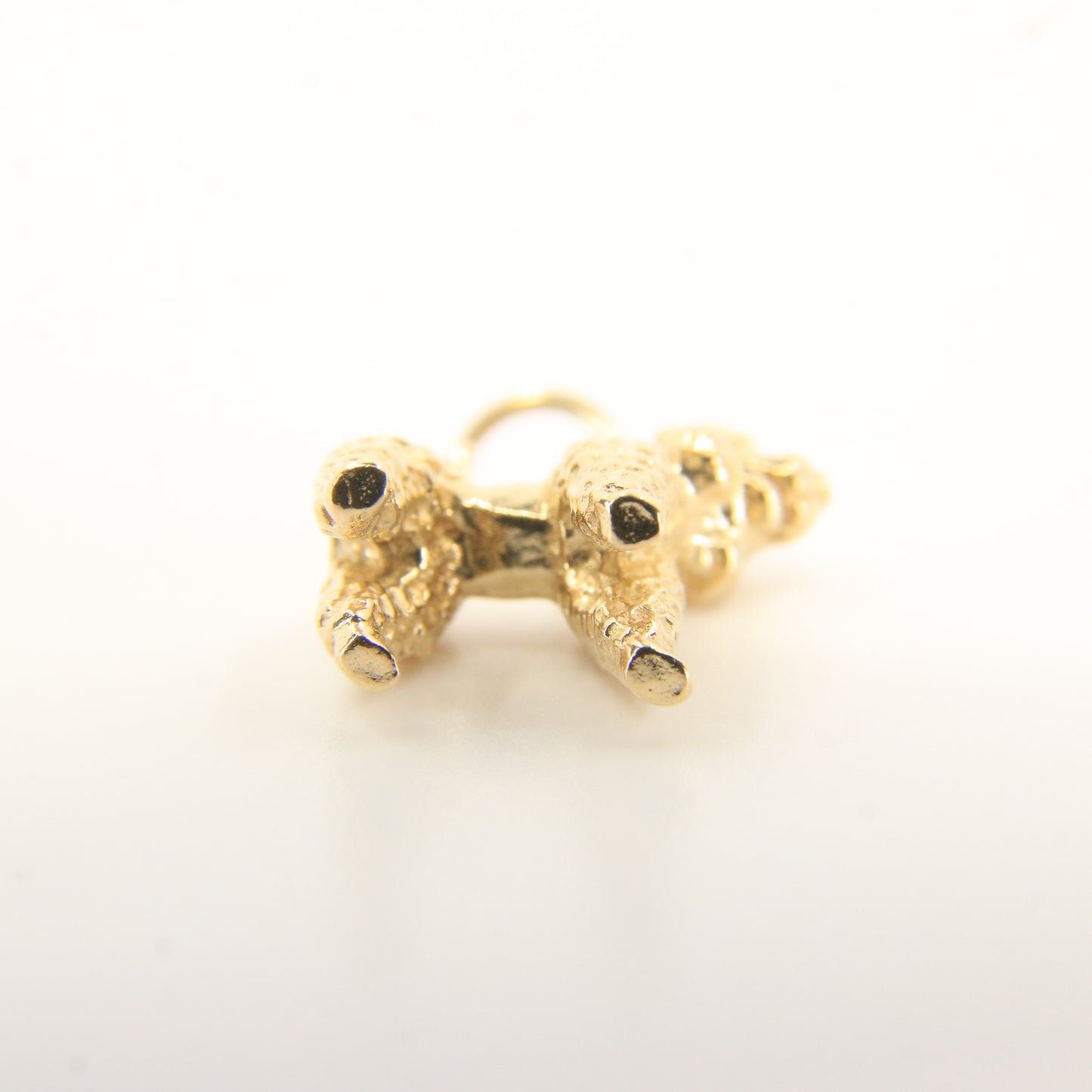 Vintage 9ct Hallmarked Gold Poodle Dog Pendant Charm Textured Animal Gift