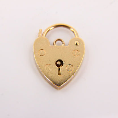 Vintage 9ct Heart Lock Gold Charm Padlock Closer Pendant Hallmarked Gifts Crafts