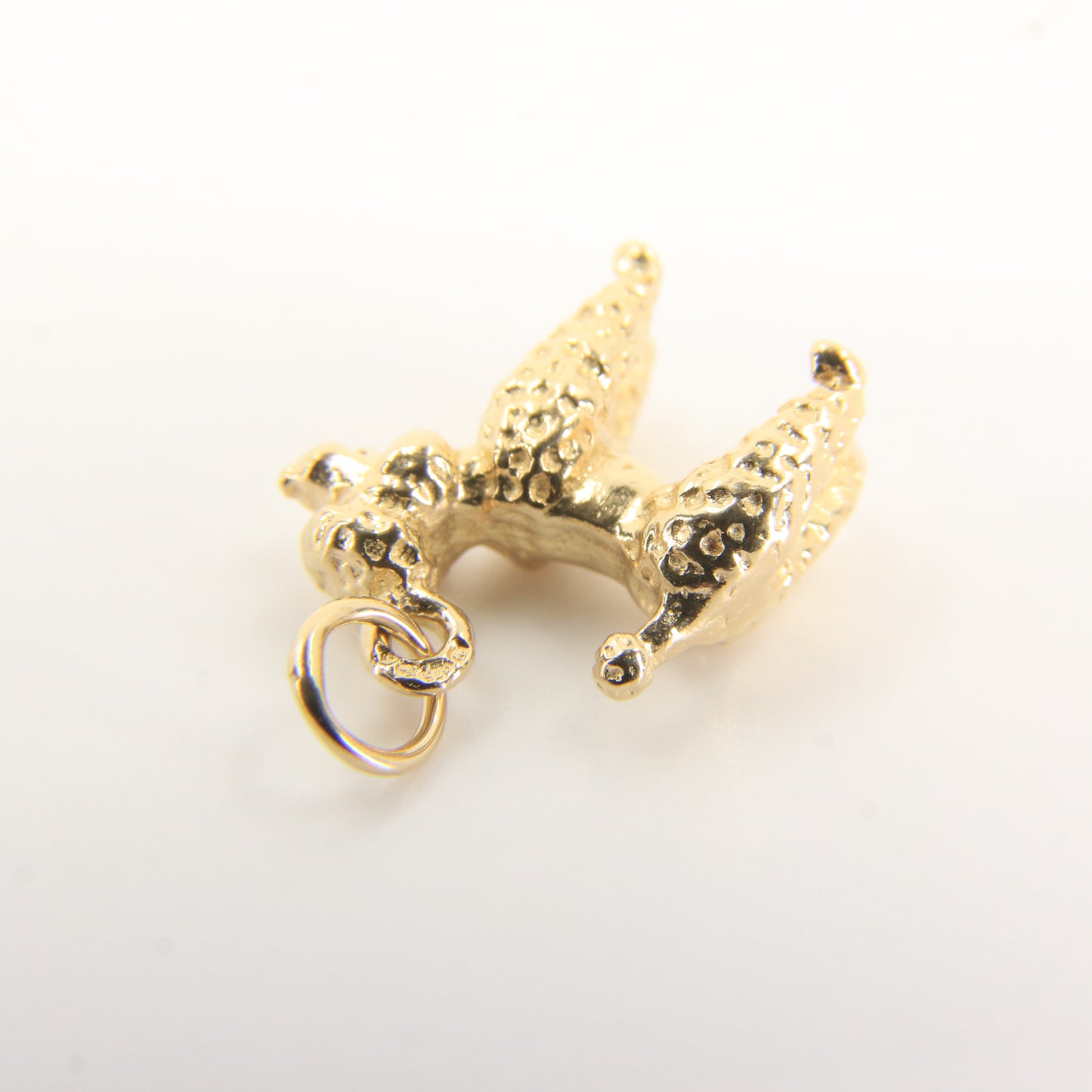 Vintage 9ct Hallmarked Gold Poodle Dog Pendant Charm Textured Animal Gift