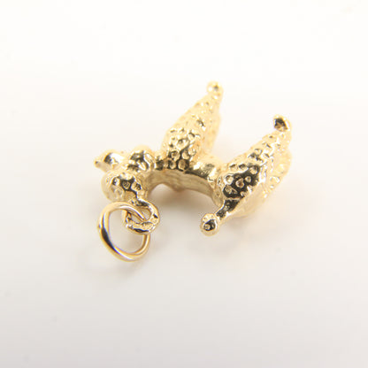 Vintage 9ct Hallmarked Gold Poodle Dog Pendant Charm Textured Animal Gift
