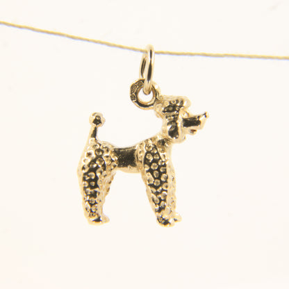 Vintage 9ct Hallmarked Gold Poodle Dog Pendant Charm Textured Animal Gift