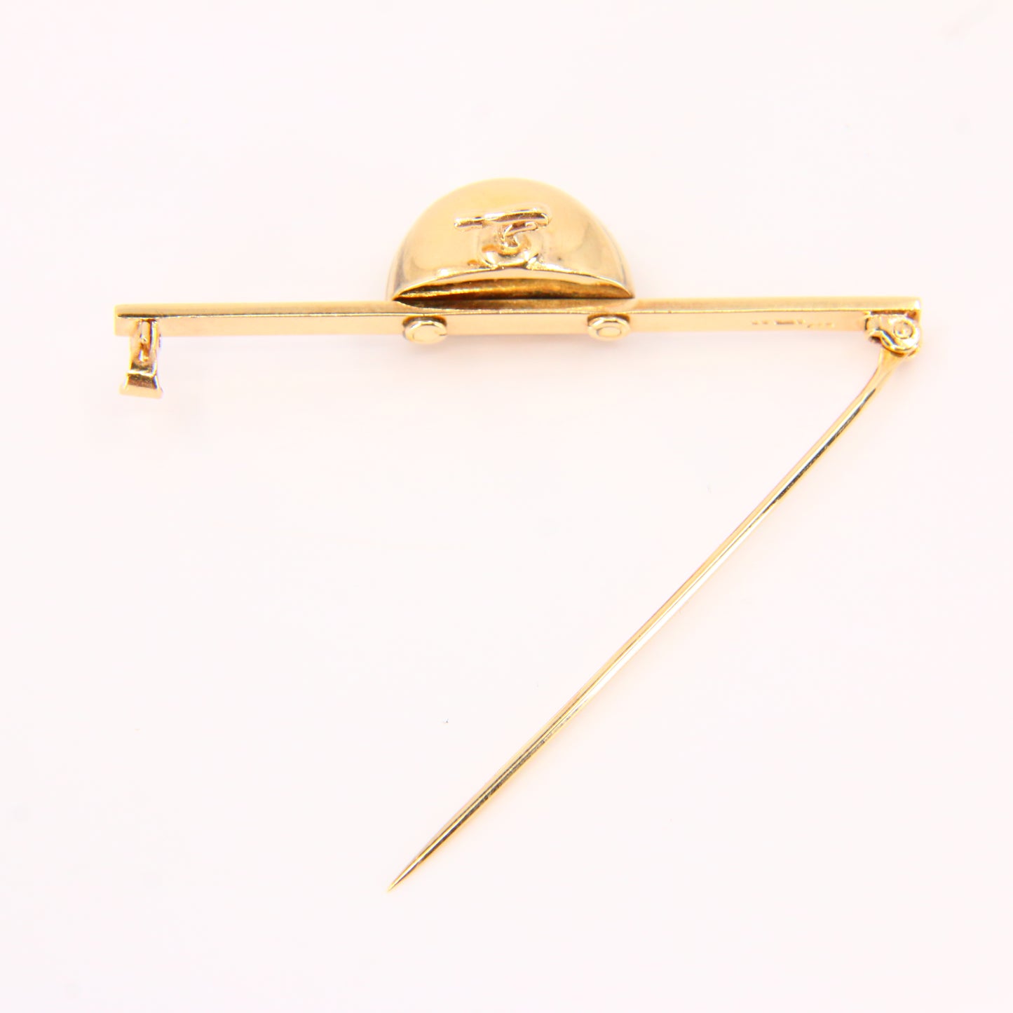 Vintage 9ct Curling Stone Brooch Hallmarked Yellow Gold Brooch Winter Sport Gift