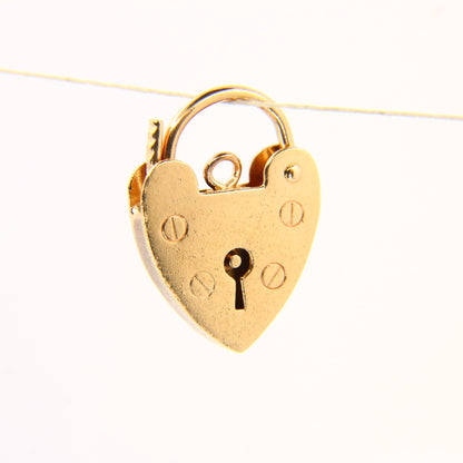 Vintage 9ct Heart Lock Gold Charm Padlock Closer Pendant Hallmarked Gifts Crafts