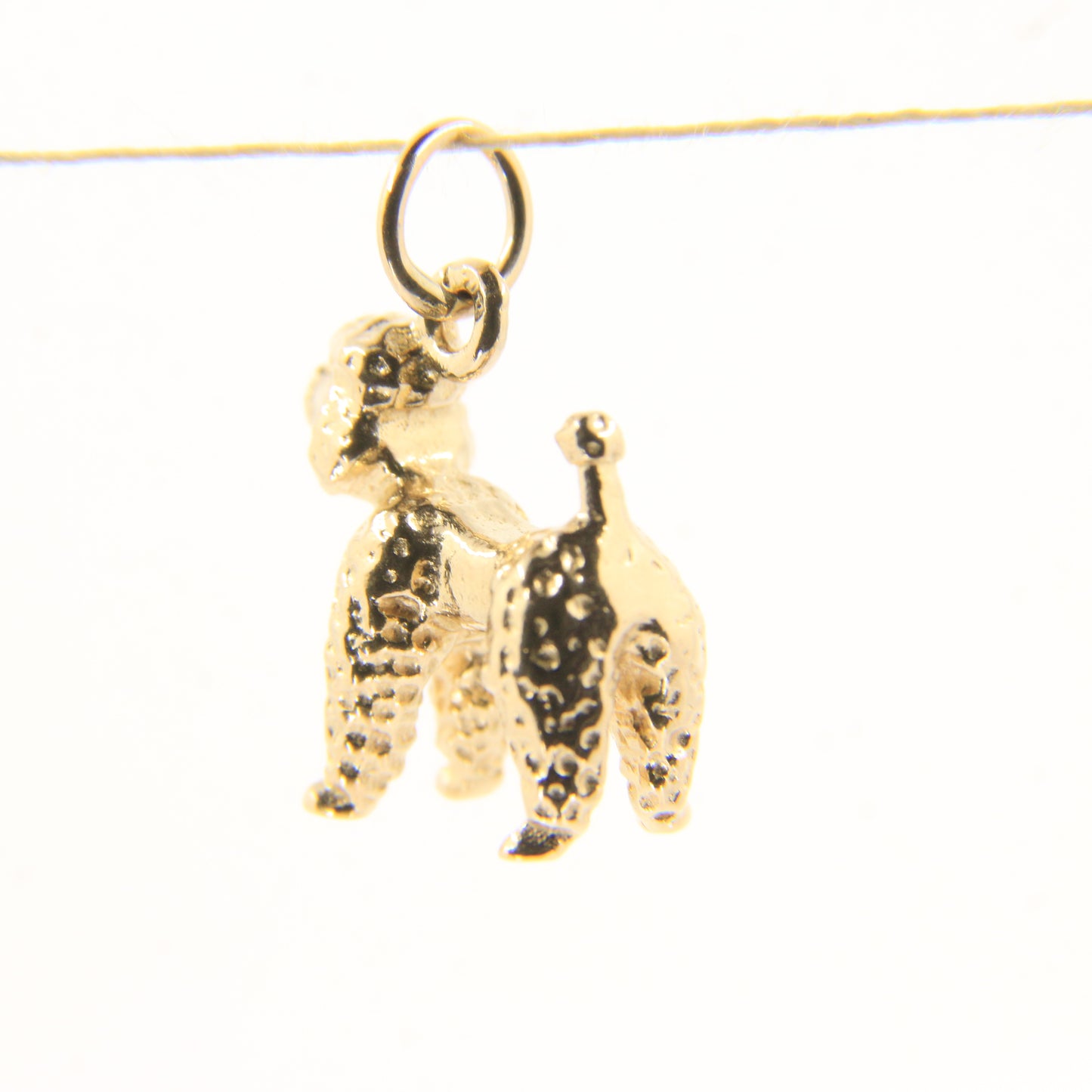 Vintage 9ct Hallmarked Gold Poodle Dog Pendant Charm Textured Animal Gift