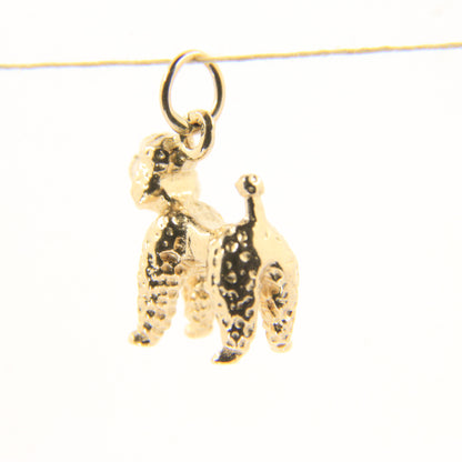 Vintage 9ct Hallmarked Gold Poodle Dog Pendant Charm Textured Animal Gift