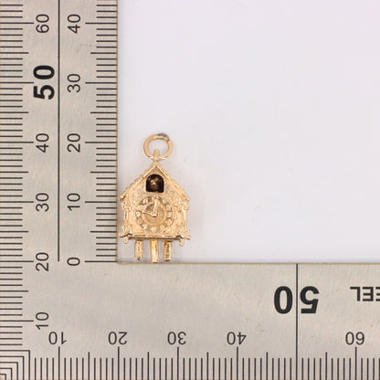 Vintage 9ct Hallmarked Gold Cuckoo Clock Charm Pendant Moving Bird Charm