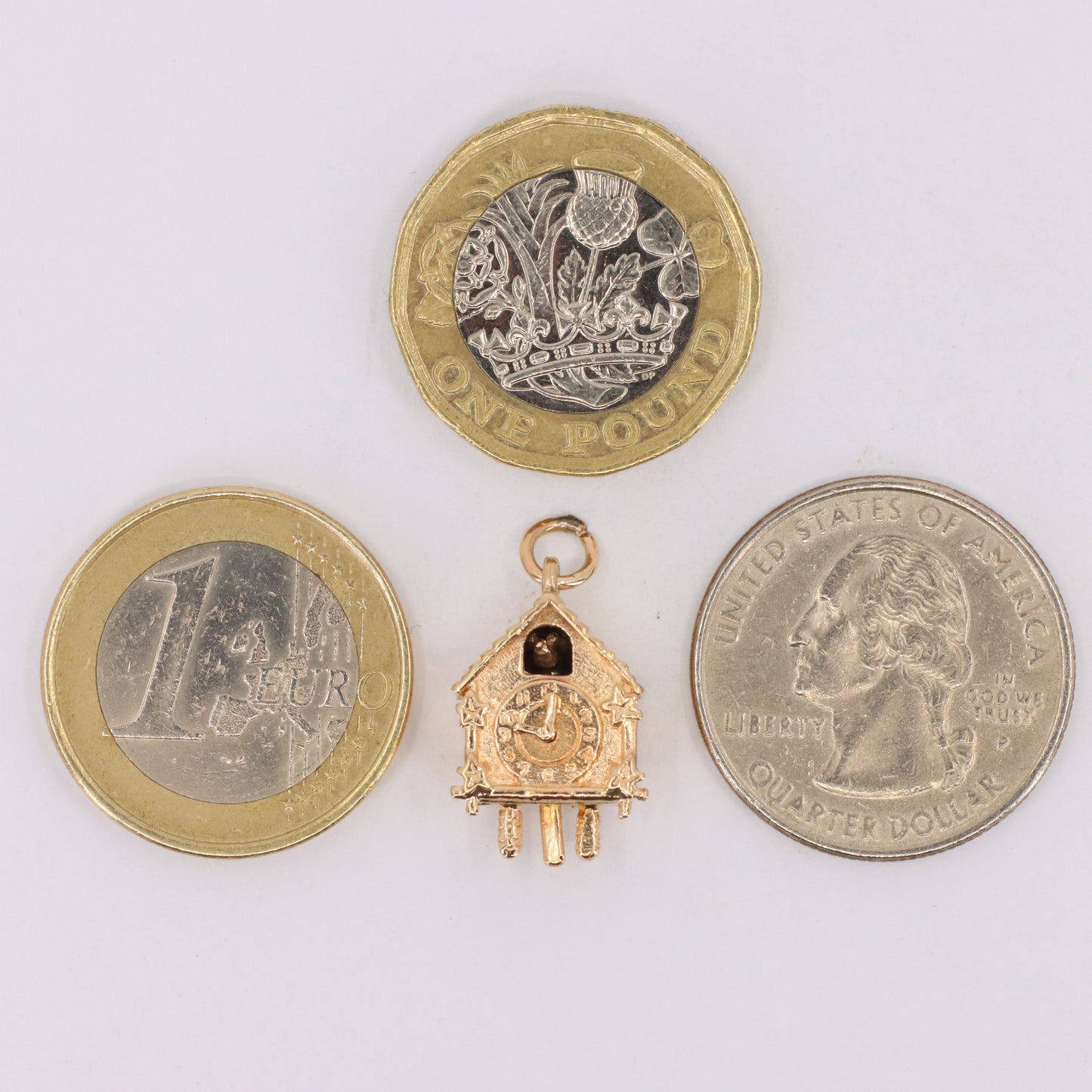 Vintage 9ct Hallmarked Gold Cuckoo Clock Charm Pendant Moving Bird Charm
