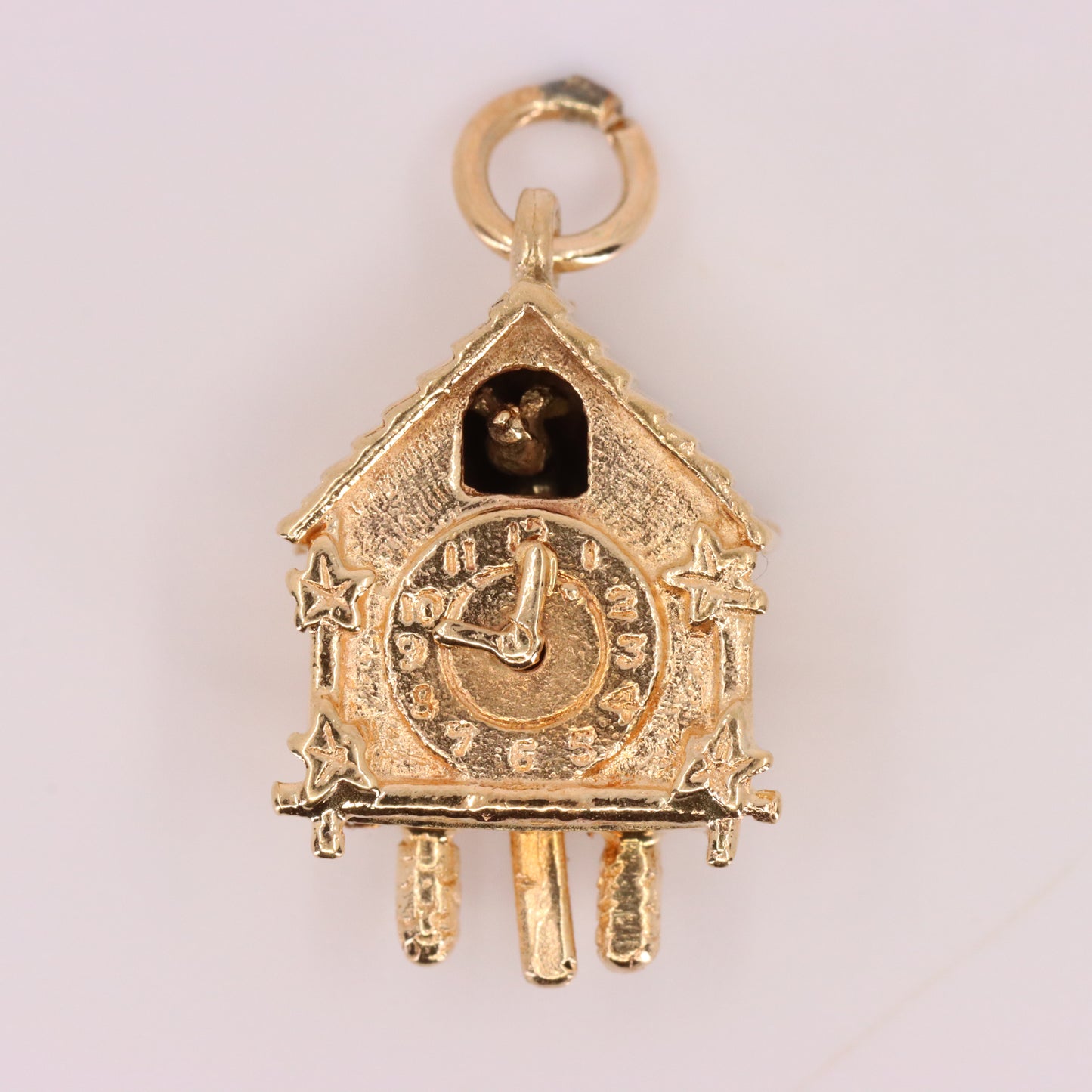 Vintage 9ct Hallmarked Gold Cuckoo Clock Charm Pendant Moving Bird Charm