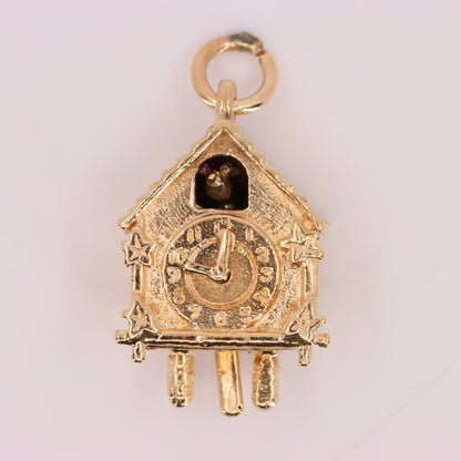 Vintage 9ct Hallmarked Gold Cuckoo Clock Charm Pendant Moving Bird Charm