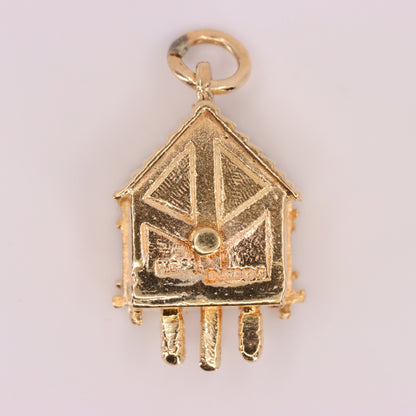 Vintage 9ct Hallmarked Gold Cuckoo Clock Charm Pendant Moving Bird Charm
