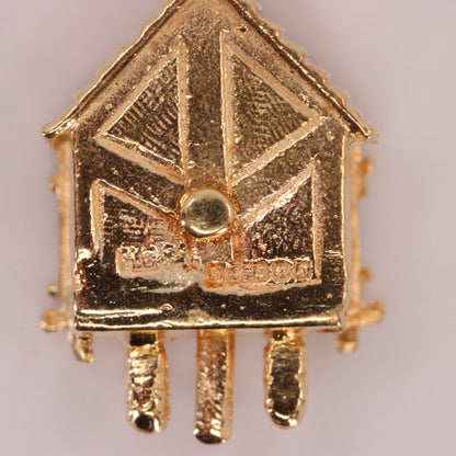Vintage 9ct Hallmarked Gold Cuckoo Clock Charm Pendant Moving Bird Charm
