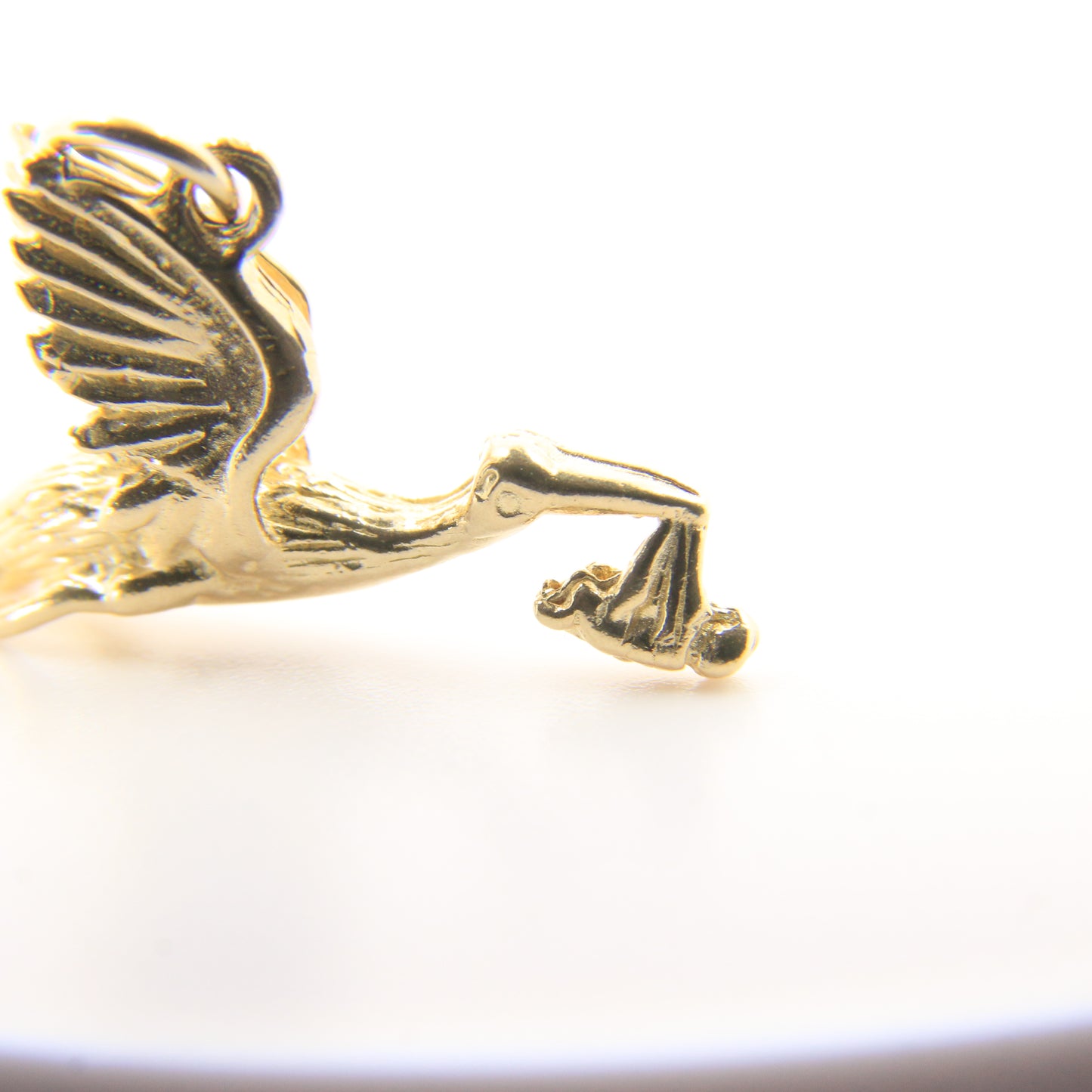 Vintage 9ct Gold Stork With Baby Pendant Yellow Gold Animal Charm Gift