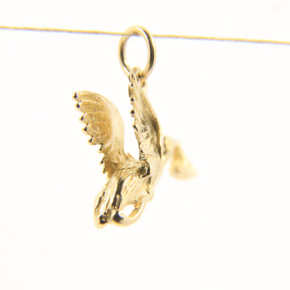 Vintage 9ct Gold Stork With Baby Pendant Yellow Gold Animal Charm Gift