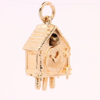 Vintage 9ct Hallmarked Gold Cuckoo Clock Charm Pendant Moving Bird Charm