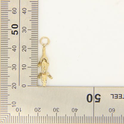 Vintage 9ct Gold Crocodile Articulated Pendant Yellow Gold Animal Charm Gift