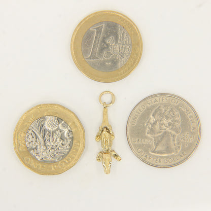 Vintage 9ct Gold Crocodile Articulated Pendant Yellow Gold Animal Charm Gift