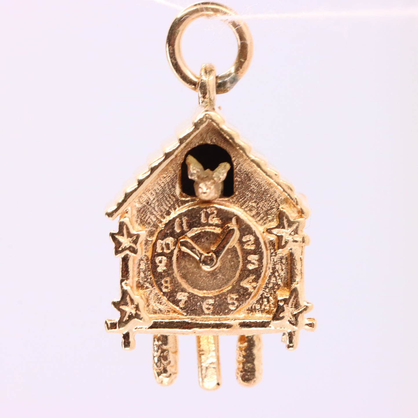 Vintage 9ct Hallmarked Gold Cuckoo Clock Charm Pendant Moving Bird Charm